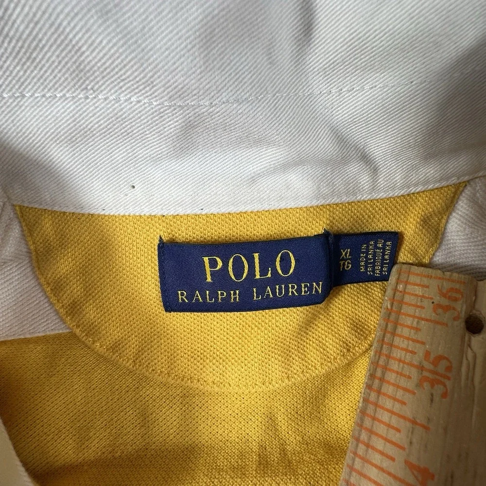 Polo Ralph Lauren Rugby Polo Shirt Men's XL Kicker Embroidered Yellow Retro Prep